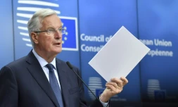 Le négociateur en chef de la Commission européenne, Michel Barnier, donne une conférence de presse le 20 juillet 2018 à Bruxelles