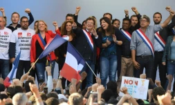 Jean-Luc Mélenchon (C) Place de la République à Paris, le 23 septembre 2017