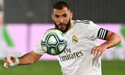 L'avant-centre du Real Karim Benzema lors du match contre Alaves le 10 juillet 2020 au stade Alfredo-Di Stefano de Madrid