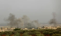 Les combats font rage dans le village de Bosoufane (sud d'Afrine) entre les forces turques et les Kurdes, le 22 mars 2018