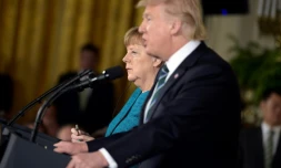 La chancelière allemande, Angela Merkel et le président américain Donals Trump à la Maison Blanche, le 17 mars 2017 à Washington