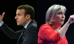 Photomontage d'Emmanuel Macron le 16 décembre 2016 et de Marine Le Pen le 11 mars 2017 lors de la campagne pour la présidentielle de 2017