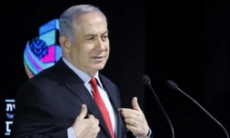 Le Premier ministre israélien Benjamin Netanyahu prononce un discours à Tel-Aviv, le 14 février 2018
