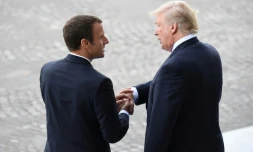 Les présidents français et américain Emmanuel Macron (g) et Donald Trump, le 14 juillet 2017 à Paris