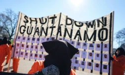 Des manifestants réclament la fermeture de la prison de Guantanamo, le 11 janvier 2016 en face de la Maison Blanche, à Washington