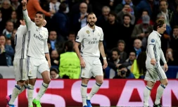 Le Real porté par Karim Benzema et Casemiro (bras levé) a dominé Naples en Ligue des champions, le 15 février 2017 à Madrid