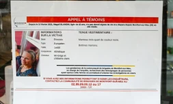 Un appel à témoin affiché à Montfort-sur-Meu, près de Rennes, le 19 février 2021, après la disparition de Magali Blandin