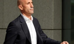 L'ancien prĂ©sident de la FĂ©dĂ©ration espagnole de football, avant d'ĂȘtre entendu par la justice, le 15 septembre 2023 Ă Madrid