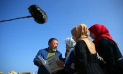 L'artiste dissident chinois Ai Weiwei, le 12 mai 2016 Ă  Gaza
