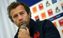 L'entraîneur du XV de France Fabien Galthié lors d'une conférence de presse à Hossegor, dans les Landes, le 11 décembre 2019