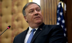 Le secrétaire d'Etat américain Mike Pompeo à Amman, derniÚre étape de sa tournée au Moyen-Orient, le 30 avril 2018