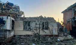 Une image diffusée par le gouverneur de la région russe de Koursk, Alexeï Smirnov, montre des dégùts causés par des bombardements ukrainiens à Soudja, le 6 août 2024