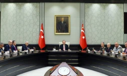 Une photo du président turc Recep Tayyip Erdogan fournie par son service de presse, le 20 juillet 2016 à Ankara lors d'une réunion du conseil national de sécurité