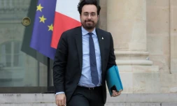 Mounir Mahjoubi secrétaire d'Etat en charge du numérique quitte le palais de l'Elysée, le 20 février 2019 
