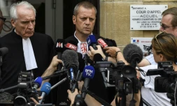 Les avocats de Murielle Bolle, tenant une conférence de presse à Dijon, le 4 août 2017