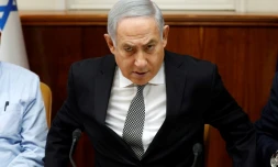 Le Premier ministre israélien Benjamin Netanyahu préside une réunion de son cabinet à Jérusalem, le 25 février 2018