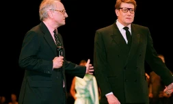 Pierre Bergé (g) et Yves Saint Laurent, le 29 septembre 1993 à Paris