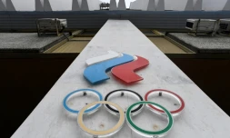 La façade du siège du Comité olympique russe, le 5 décembre 2017 à Moscou