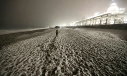 La promenade des Anglais sous la neige, à Nice, le 28 février 2018