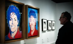 Un visiteur observe une oeuvre faisant partie de l'exposition "On The Wall" au Grand Palais, le 21 novembre 2018