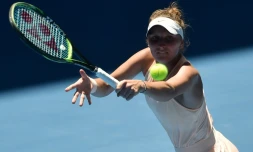 Caroline Garcia lors du match contre la Tchèque Marketa Vondrousova au 2e tour de l'Open d'Australie, le 18 janvier 2018 à Melbourne