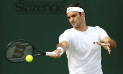 Le Suisse Roger Federer lors d'une séance d'entraînement à Wimbledon, le 13 juillet 2017
