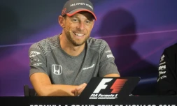 Le pilote britannique Jenson Button (McLaren Honda), de retour en F1, en conférence de presse, le 24 mai 2017 à Monaco