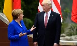 La chancelière allemande Angela Merkel et le président américain Donald Trump, à Taormina en Sicile le 26 mai 2017