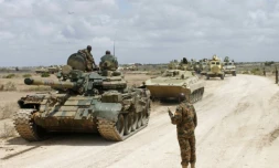 Un convoi de l'Amisom prÚs de Merka, le 4 août 2012, en Somalie