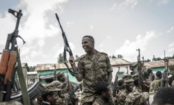 Des soldats éthiopiens en exercice à Dabat, au nord de Gondar, le 14 septembre 2021