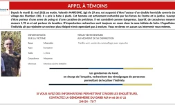 Appel à témoins diffusé le 13 mai 2021 pour retrouver Valentin Marcone