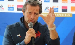 Le sélectionneur du XV de France Fabien Galthié, en conférence de presse, le 30 janvier 2020 à Nice
