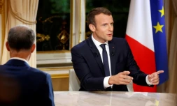 Emmanuel Macron lors de son interview télévisée le 15 octobre 2017 à l'Elysée
