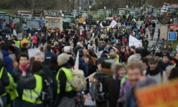 Manifestation d'opposants au projet de création d'aéroport international de Notre-Dame-des-Landes, prÚs de Nantes, le 9 janvier 2015