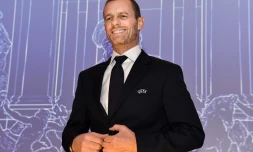 Le Slovène Aleksander Ceferin, réélu à la tête de l'UEFA pour 4 ans, à Rome, le 7 février 2019