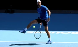 Le Serbe Novak Djokovic lors d'un entraînement à Melbourne avant l'Open d'Australie, le 9 janvier 2025.