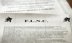 Photo le 8 juin 2012 à Ajaccio d'un communiqué de presse du FLNC qui revendique les explosions visant des maisons de vacances de ressortissants français continentaux au mois de mai 2012