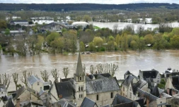 La ville de Chinon (Indre-et-Loire) touchées par d'importantes crues, le 31 mars 2024
