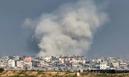 Le nord de la bande de Gaza vu d'Israël après un bombardement, le 18 décembre 2023