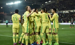 Les Nantais fêtent un but contre l'OM, le 12 février 2017 à La Beaujoire