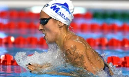 La Française Fantine Lesaffre lors de la finale du 200 m 4 nages aux Championnats de France, le 30 novembre 2017 à Montpellier