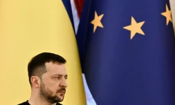 Le président ukrainien Volodymyr Zelensky, le 24 février 2024 à Kiev