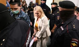 Marina Ovsiannikova devant un tribunal à Moscou, le 11 août 2022