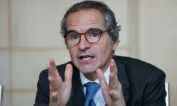 Rafael Grossi, directeur général de l'Agence internationale de l'énergie atomique (AIEA), lors d'une conférence de presse à Séoul, le 15 avril 2026 en Corée du Sud