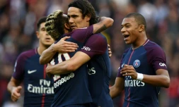 Edinson Cavani, Neymar et Kylian Mbappé ont tous marqué pour Paris contre Bordeaux, le 30 septembre 2017 au Parc des Princes