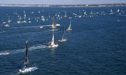Les 29 skippers du 8e Vendée Globe, tour du monde à la voile en solitaire sans escale et sans assistance, au départ des Sables-d'Olonne, le 6 novembre 2016