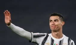 L'attaquant de la Juventus Turin Cristiano Ronaldo , lors de la demi-finale retour de la Coupe d'Italie face à l'Inter Milan, le 9 février 2021 à Turin