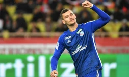 Le joueur de Strasbourg Ludovic Ajorque buteur lors de la victoire 5-1 à Monaco en 21e journée de L1 le 19 janvier 2019