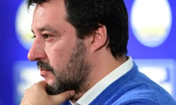 Le chef de l'extrême droite italienne Matteo Salvini, lors d'une conférence de presse à Bologne, le 27 janvier 2020 