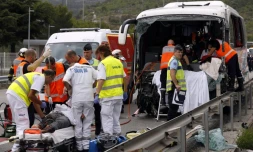 Accident de la route le 17 septembre 2015 sur l'A8 à La Turbie dans le sud de la France